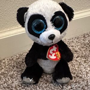 Ty Black and White Panda with Glittery Blue Eyes